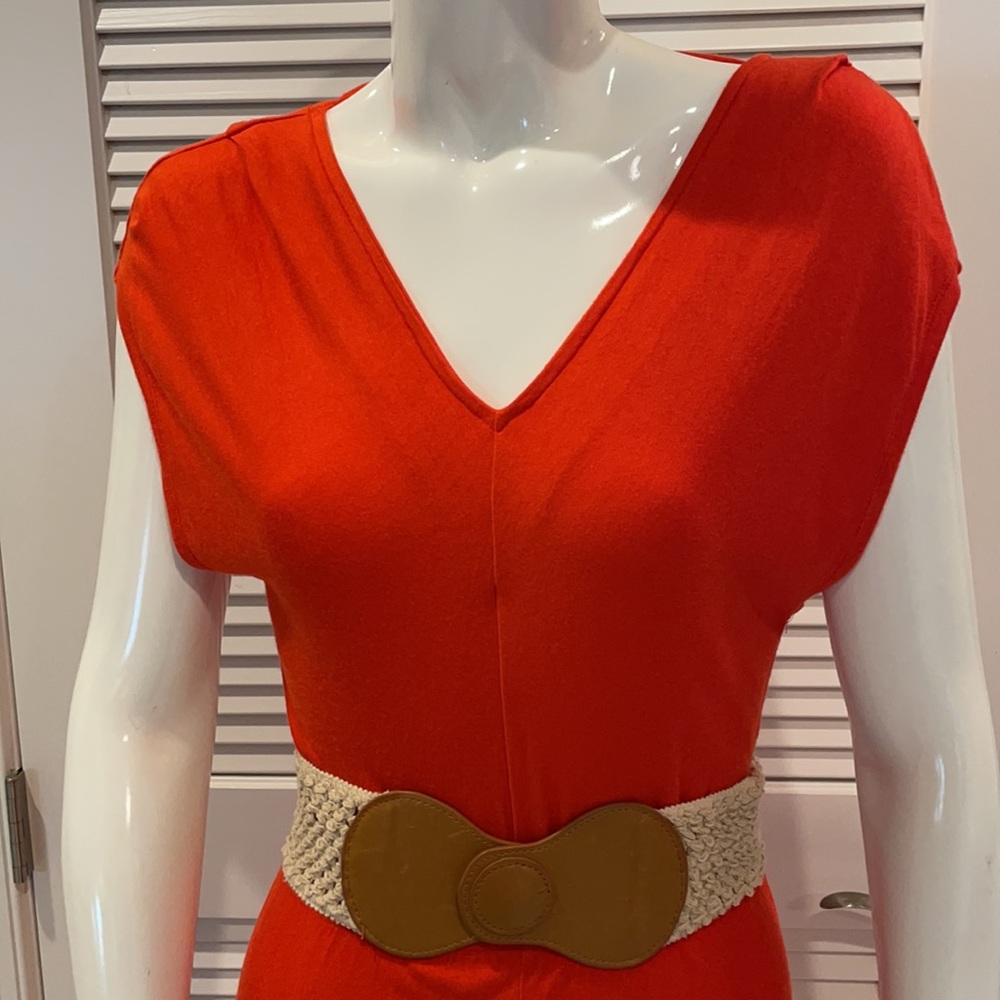 Fall Orange High-Low Hem Dress - Picture 2 of 9